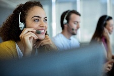 Customer service representative with headset